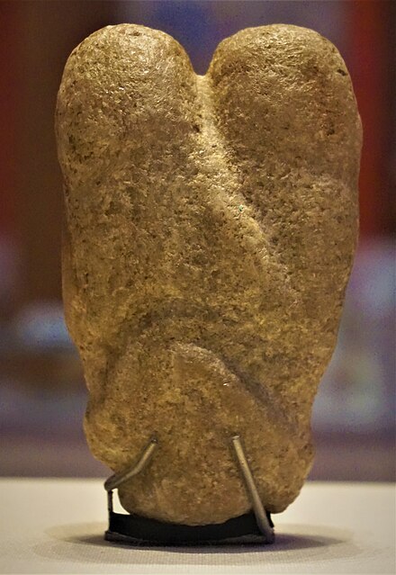 The Ain Sakhri Lovers, 11000BC - Calcite - was found in one of the Ain Sakhri caves near Bethlehem and is thought to be the oldest known representation of two people engaged in sexual intercourse. Held in the British Museum.