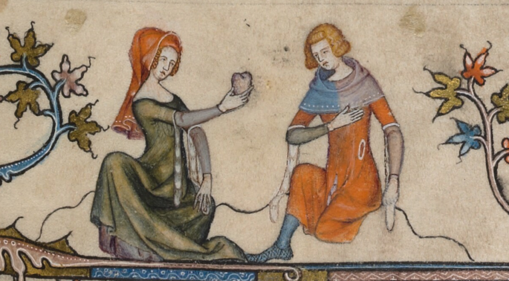 first depiction of heart shape roman alexandre 14th century medieval